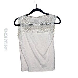 Ann Taylor Loft Beige Petites Sleeveless Shirt